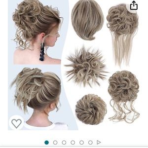Messy bun Light golden hair extensions. 4 pieces.